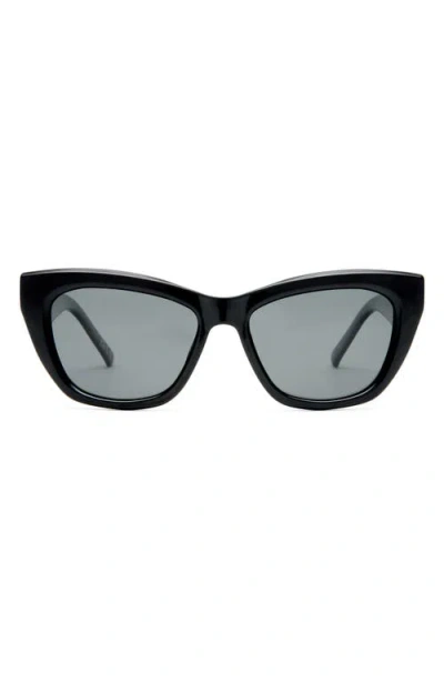 Le Specs Lumen Polarized 53mm Cat Eye Sunglasses In Black
