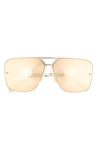 Le Specs Metazoic 66mm Mirrored Aviator Sunglasses In Silver