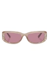 Le Specs Monopoly 55mm Rectangular Sunglasses In Pearl Champagne