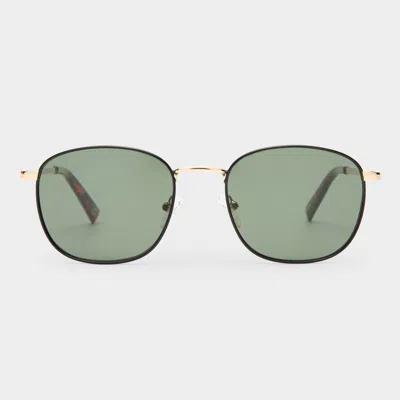Le Specs Neptune Deux 52mm Square Sunglasses In Gold/black