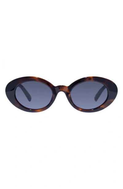 Le Specs Nouveau Vie 50mm Oval Sunglasses In Dark Tort