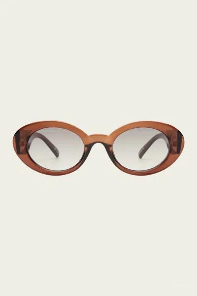 Le Specs Nouveau Vie Oval Sunglasses In Chocolate