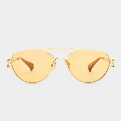 Le Specs Numero Seis In Bright Gold Amber Tint