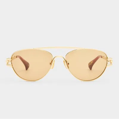 Le Specs Numero Seis In Bright Gold Tan Tint