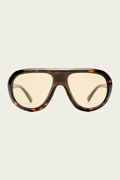 Le Specs Obsession Shield Sunglasses In Dark Tort