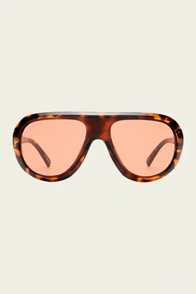 Le Specs Obsession Shield Sunglasses In Tort