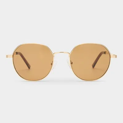 Le Specs Odyssey In Gold Light Brown Mono