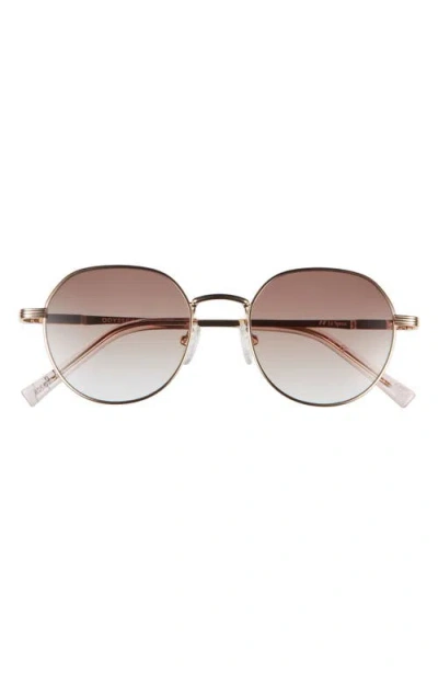 Le Specs Odyssey Round Sunglasses In Bright Gold/brown Grad