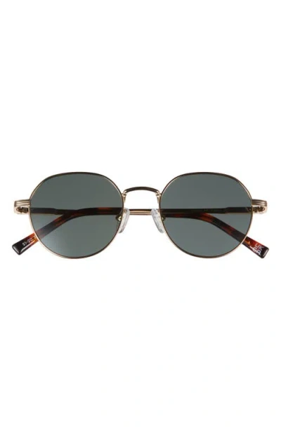 Le Specs Odyssey Round Sunglasses In Gold/khaki Mono Pol