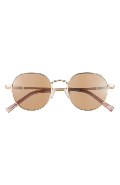 Le Specs Odyssey Round Sunglasses In Gold/light Brown Mono