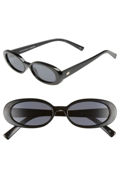Le Specs Outta Love 51mm Oval Sunglasses In Black / Smoke Mono