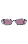 Le Specs Outta Love 51mm Oval Sunglasses In White Tiger/smokey Brown