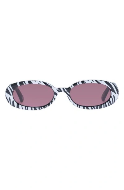 Le Specs Outta Love 51mm Oval Sunglasses In White Tiger/smokey Brown