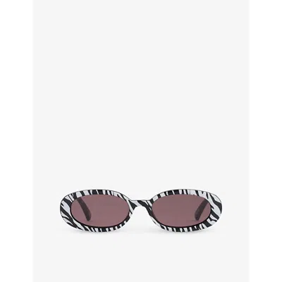 Le Specs Womens White Tiger Outta Love Oval-frame Polyethylene Sunglasses