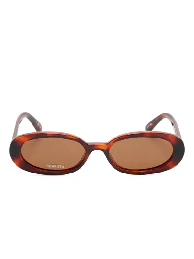 Le Specs Outta Love Oval-frame Sunglasses In Brown