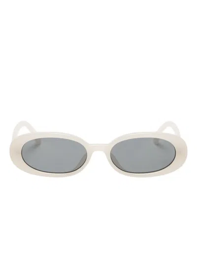 Le Specs Outta Love Oval-frame Sunglasses In White