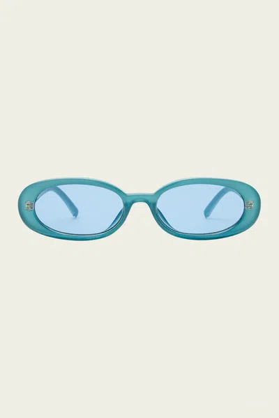 Le Specs Outta Love Oval Sunglasses In Blue Pearl