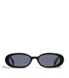 Le Specs Womens Black Outta Love Oval-frame Plastic Sunglasses In Black