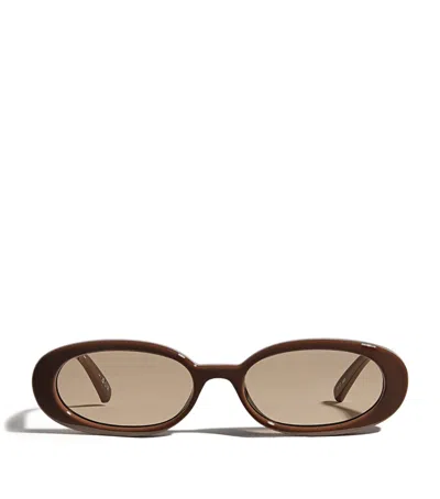 Le Specs Oval Outta Love Sunglasses In Brown