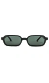 Le Specs Rectangle Pilferer Sunglasses In Black & Khaki Mono