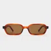 Le Specs Pilferer Narrow Rectangular Sunglasses In Toffee Tort