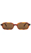 Le Specs Pilferer Narrow Rectangular Sunglasses In Toffee Tort & Brown Mono