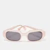 Le Specs Pink/black La Dolce Vita Rectangular Sunglasses In Pink