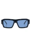 Le Specs Polygraph 55mm Rectangular Sunglasses In Black
