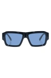Le Specs Polygraph 55mm Rectangular Sunglasses In Black