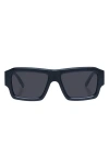 Le Specs Polygraph 55mm Rectangular Sunglasses In Blue