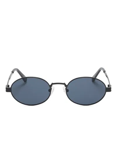 Le Specs Poseidon Deux Oval-frame Sunglasses In Black