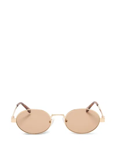 Le Specs Poseidon Deux Round Sunglasses In Gold