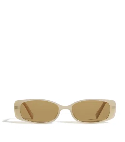 Le Specs Rectangular Lil Starlight Sunglasses In Beige