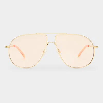 Le Specs Schmaltzy In Bright Gold Champagne Tint