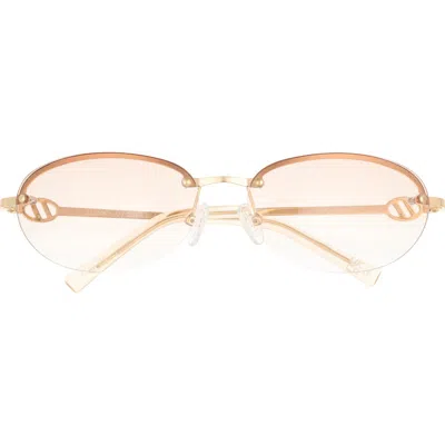 Le Specs Slinky 62mm Oval Sunglasses In Gold