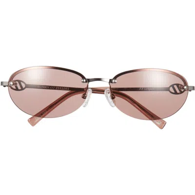 Le Specs Slinky 62mm Oval Sunglasses In Silver