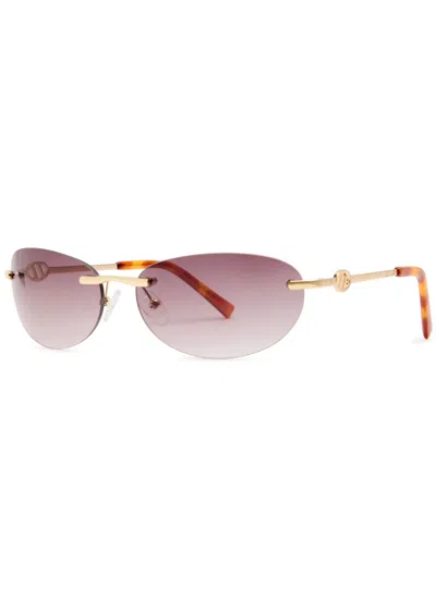 Le Specs Slinky Rimless Oval-frame Sunglasses In Gold