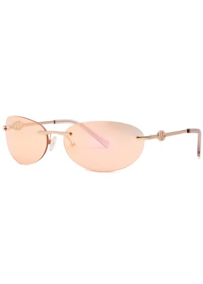 Le Specs Slinky Rimless Oval-frame Sunglasses In Gold