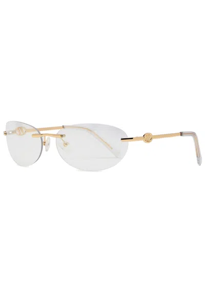 Le Specs Slinky Rimless Oval-frame Sunglasses In White