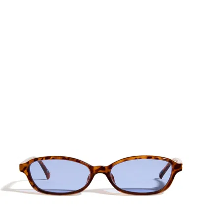 Le Specs Honey Pot 55mm Oval Sunglasses In Blue