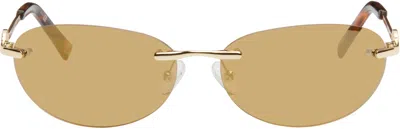 Le Specs Ssense Exclusive Gold Slinky Sunglasses In Bright Gold