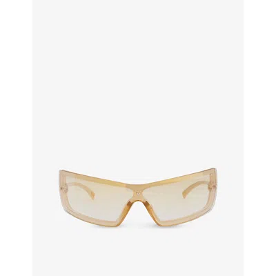 Le Specs Womens Sand Gold The Bodyguard Rectangle-frame Polyethylene Sunglasses