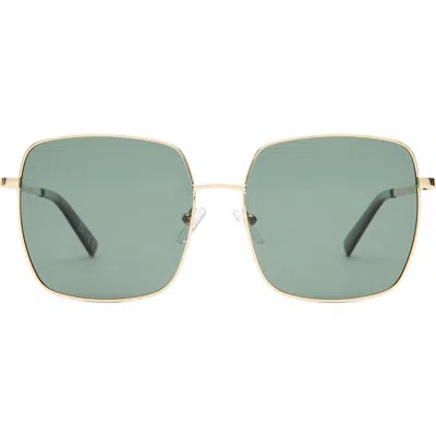 Le Specs The Cherished 58mm Polarized Square Sunglasses In Gold