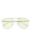 Le Specs The Duke 57mm Aviator Sunglasses In Silver