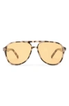 Le Specs Tragic Magic 56mm Aviator Sunglasses In Cookie Tort/mustard Mono
