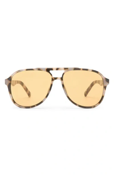 Le Specs Tragic Magic 56mm Aviator Sunglasses In Cookie Tort/mustard Mono