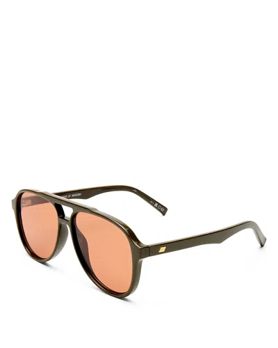 Le Specs Womens Dark Olive Tragic Magic Aviator-frame Acetate Sunglasses In Brown