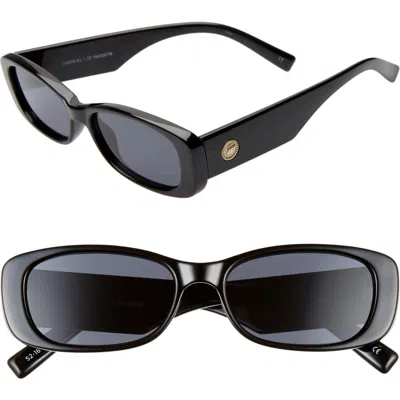 Le Specs Unreal 50mm Rectangle Sunglasses In Shiny Black/smoke