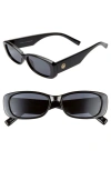 Le Specs Unreal 52mm Rectangular Sunglasses In Shiny Black/smoke