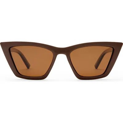 Le Specs Velodrom 54mm Cat Eye Sunglasses In Brown